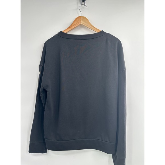NWOT Tobi Black Silver Button on Sleeves Sweatshirt Small/Petite - Picture 8 of 8